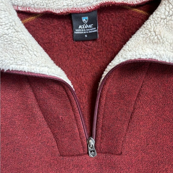 Kuhl Europa Alfpaca Fleece Quarter-Zip Sweater Maroon Size S Shearling - Picture 2 of 10
